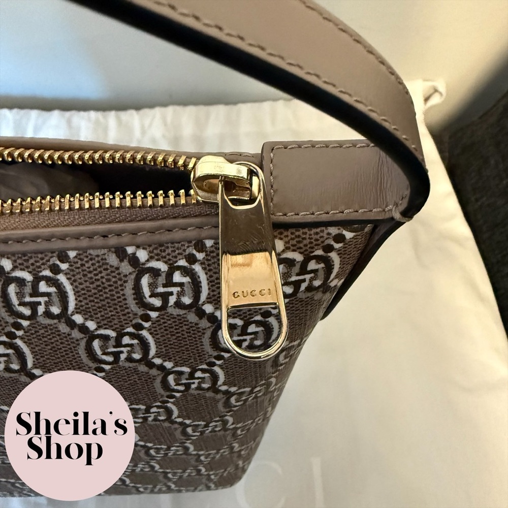 NWT Gucci GG Shadow Monogram Super Mini Ophidia Shoulder Bag in Rock Grey - Picture 8 of 10
